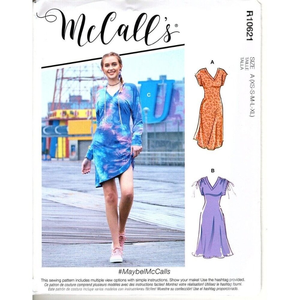 McCall's R10621 Misses XS to XL Knit Dress With Drawstring Uncut Sewing Pattern